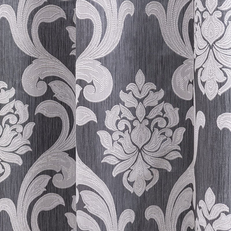 NAPEARL Damask Curtains for Living Room, Gothic Jacquard Curtain Drapes with Floral Patterns, Grey Curtains for Bedroom 108 Inch Length, Set of 2 Panels, Each 52 x 108 Inches - Image 2